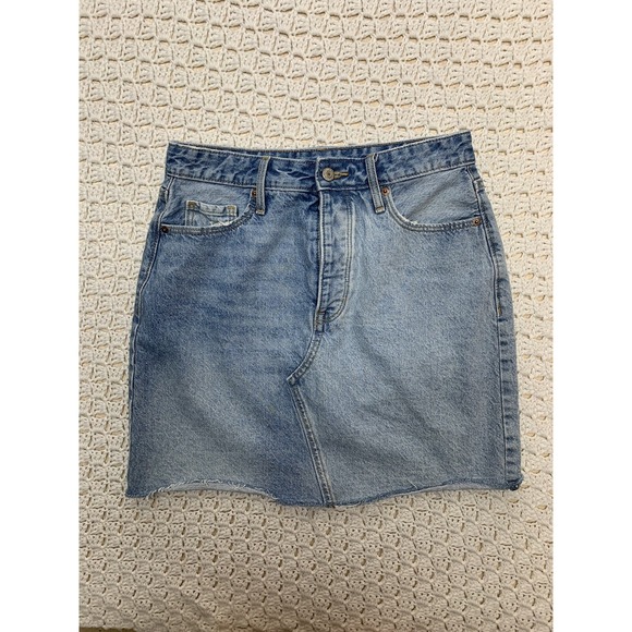 Old Navy Jeans Skirt Women's Sz 8 High-Rise Blue Denim Button Fly Waist'28 - Picture 1 of 8